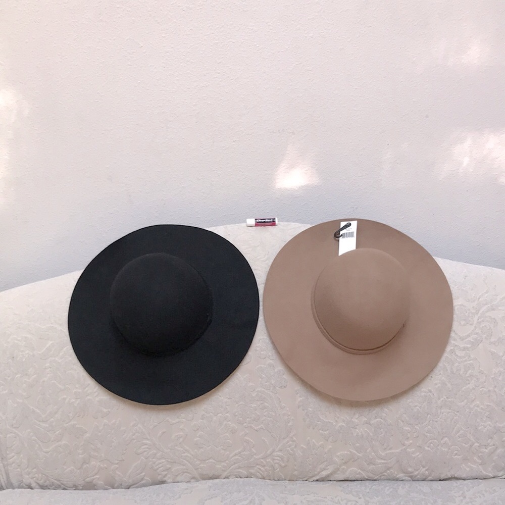 🔥 100% Wool Wide Brim Wool Hats - Lot of 2 (Camel & Black) 🔥 - Picture 6 of 6